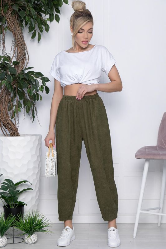 Boho wide trousers (khaki) B10844