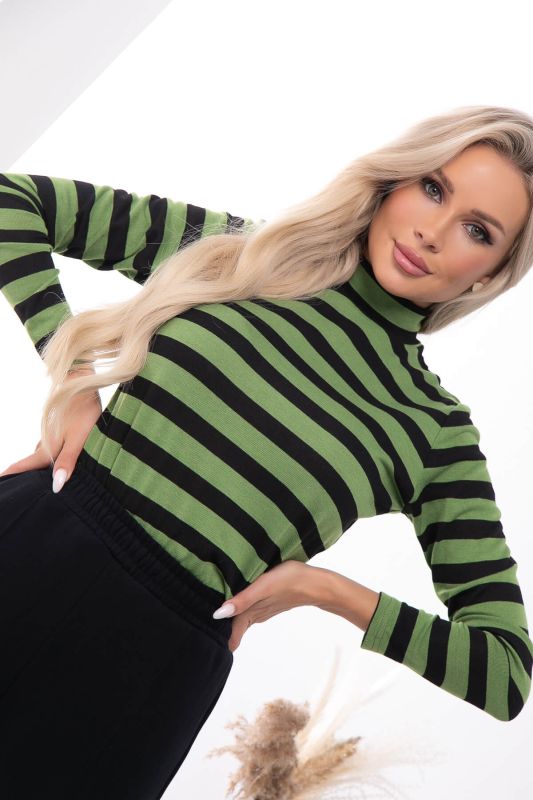 Turtleneck "Athena" (black and green) B7400