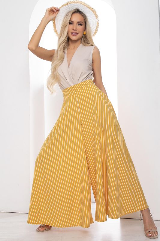 Trousers Camellia mustard/stripe B10173