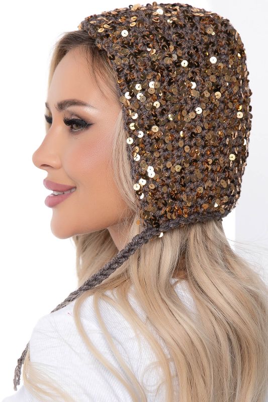 Cap with sequins (gray/gold) Ch02