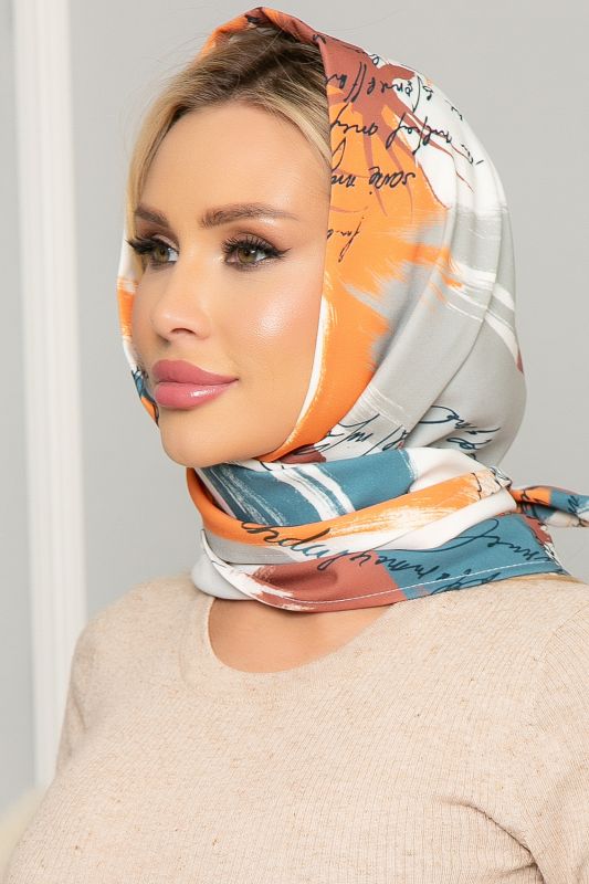 Headscarf with turn up (watercolor orange) KP02