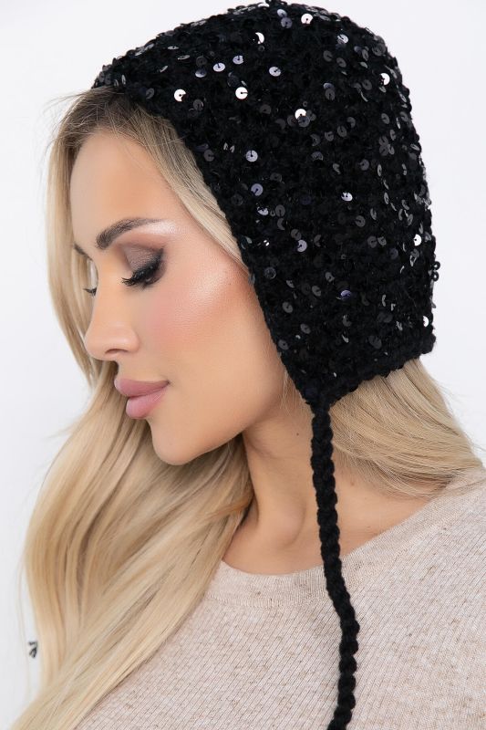 Cap with sequins (black) Ch01