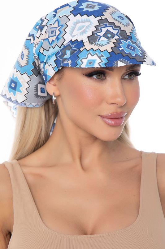 Headscarf with visor (mosaic/blue) KK46