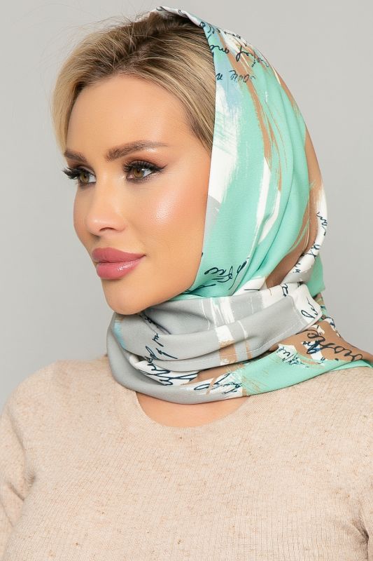 Headscarf with turn-up (watercolor green) KP01