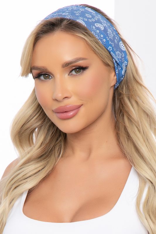 Cotton headband (blue, paisley) PR13