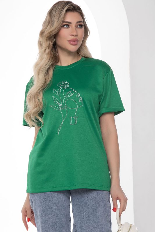 T-shirt with embroidery green B10058