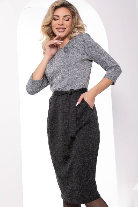 Dress "Frederica" (gray/black) P7971